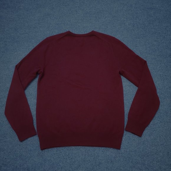 Express 100% Cashmere Small / Petite Burgundy V Neck Long Sleeve Sweater A17 - Picture 2 of 7